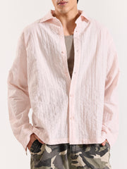 Salmon Pink Textured Holiday Shirt